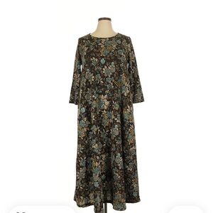 Natural Life Black and Green Floral Dress